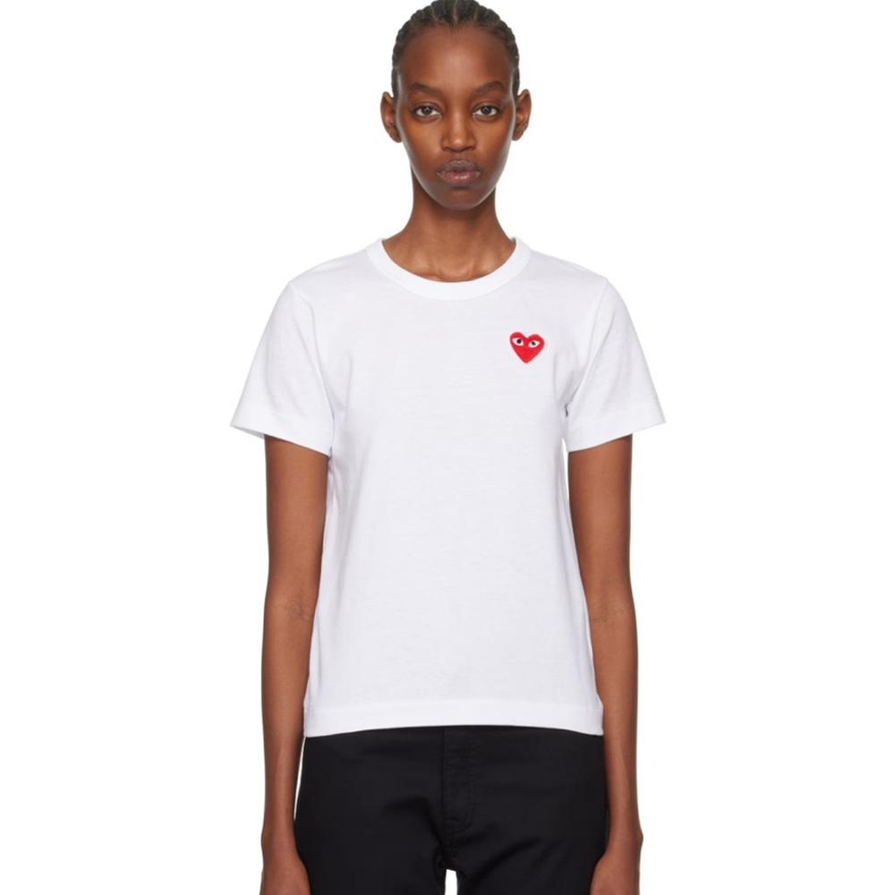 Play Comme de Garçon White Logo T-Shirt xs